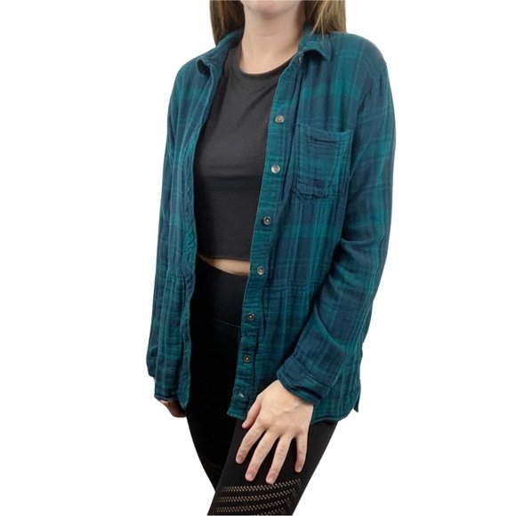 Eddie Bauer Green/Dark Teal Flannel Long Sleeve. Size M. - Picture 1 of 8